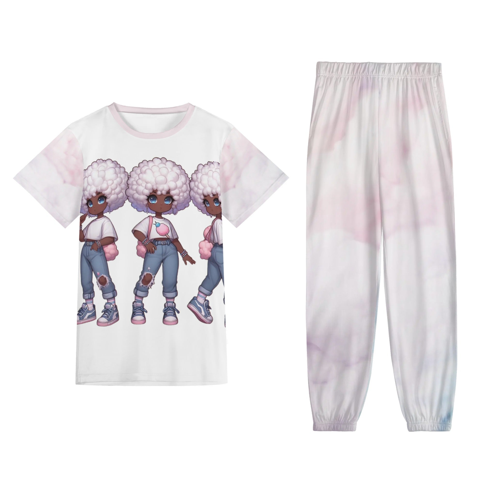 5XL - Cotton Candy Stylie Teens and Womens Short Sleeve Sports Outfit Set - at TFC&H Co.