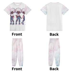 - Cotton Candy Stylie Teens and Womens Short Sleeve Sports Outfit Set - womens pants set at TFC&H Co.