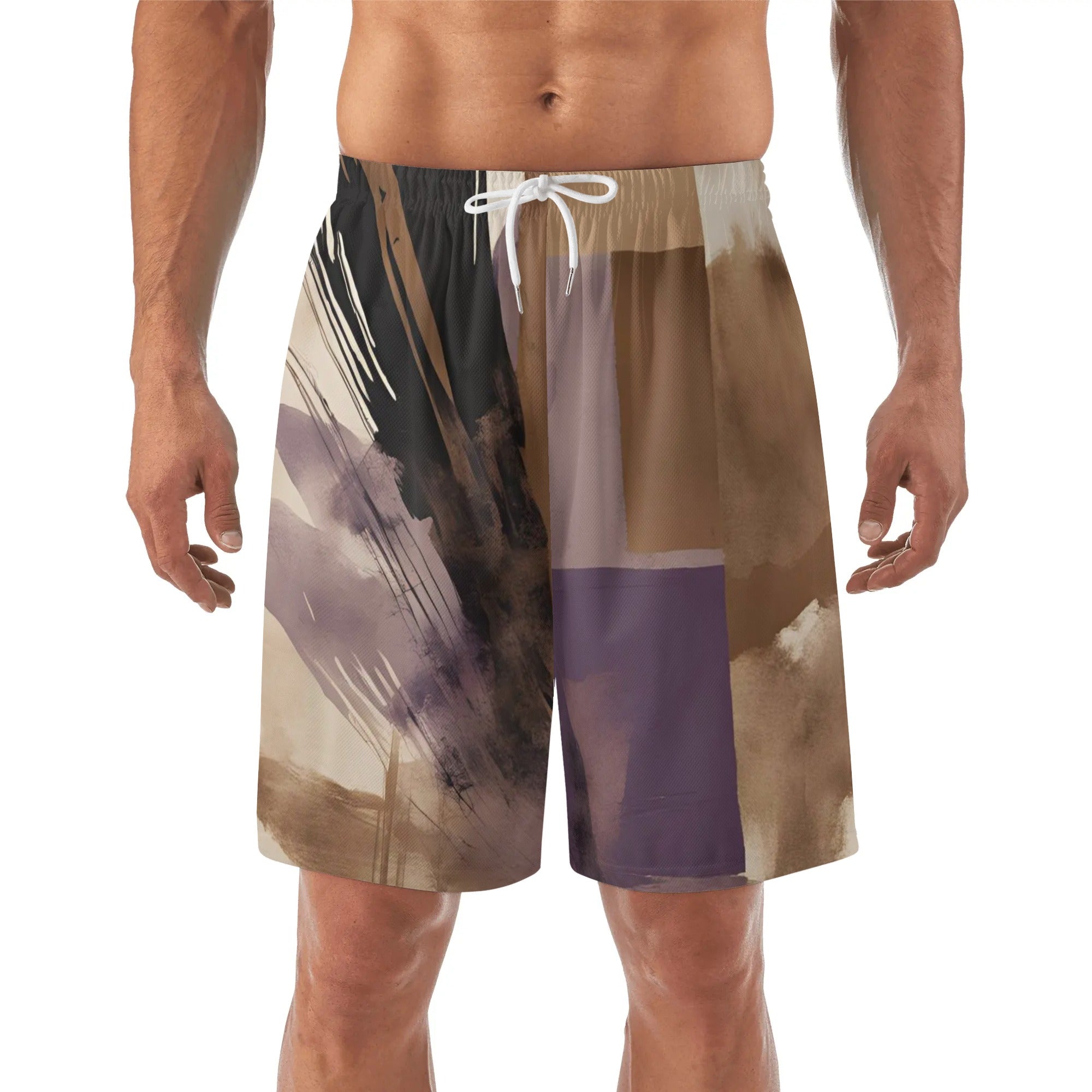 White - Purple Haze Mens Lightweight Hawaiian Beach Shorts - mens beach shorts at TFC&H Co.