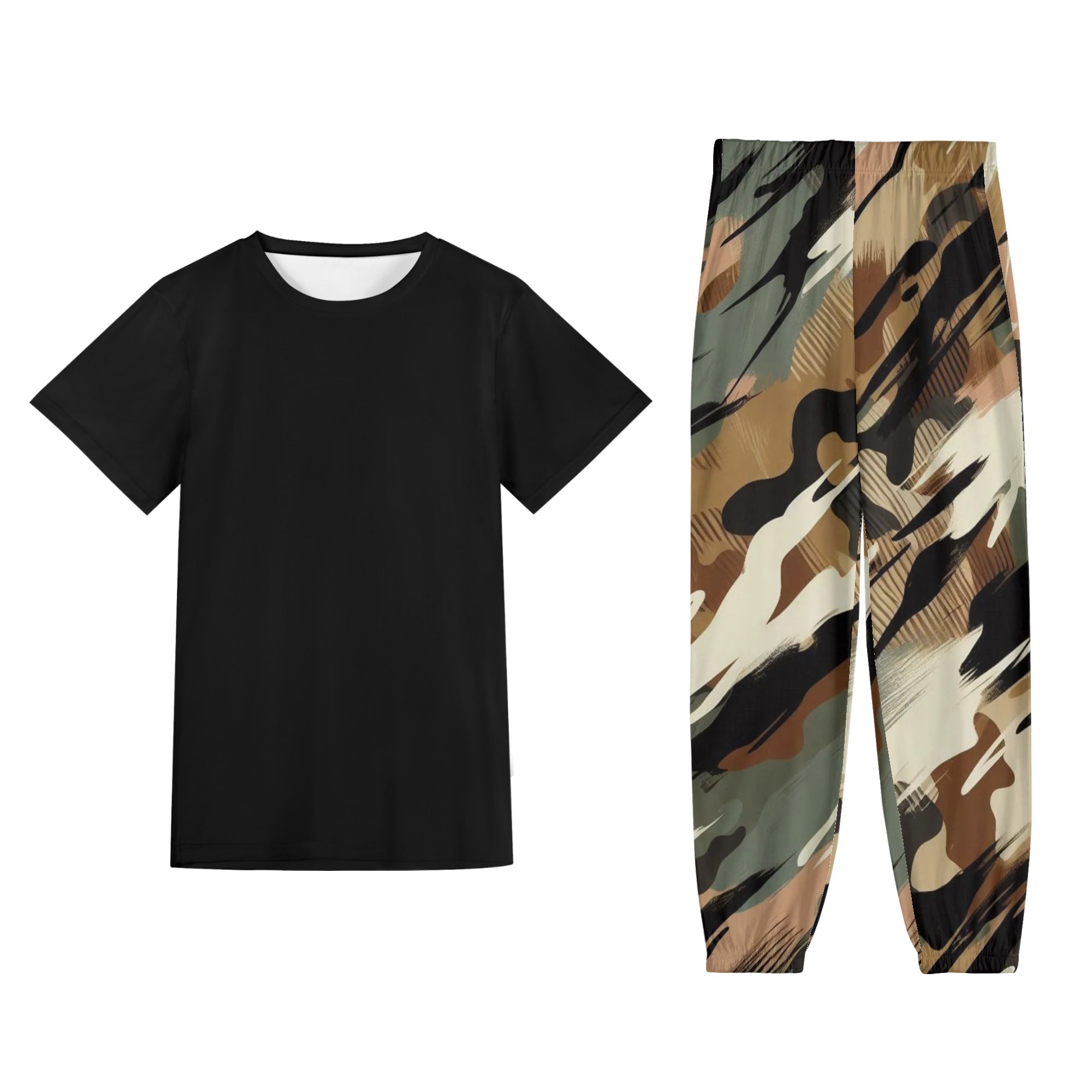 5XL - Designer Mens Short Sleeve Sports Outfit Set - mens pants set at TFC&H Co.