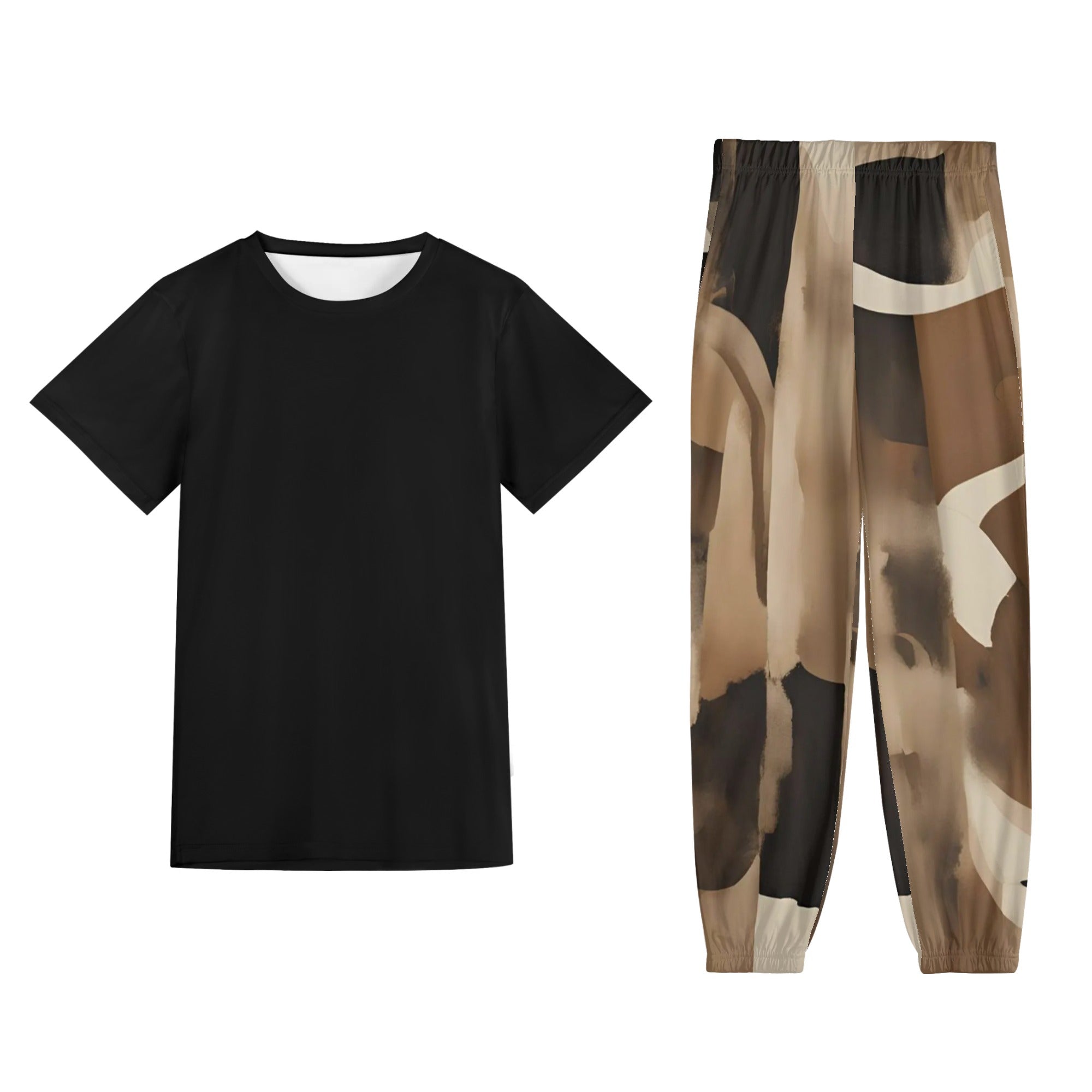 5XL - Designer 2 Mens Short Sleeve Sports Outfit Set - mens pants set at TFC&H Co.