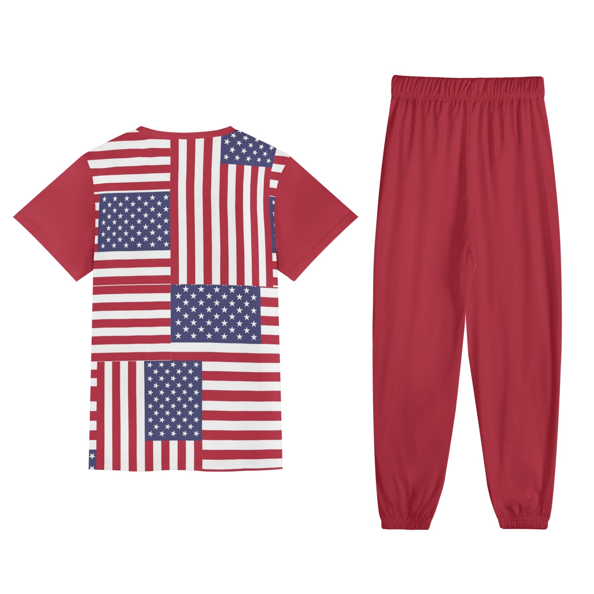 - 4th of July Patriotic Short Sleeve Sports Outfit Set - unisex pants set at TFC&H Co.