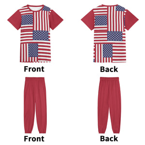 - 4th of July Patriotic Short Sleeve Sports Outfit Set - unisex pants set at TFC&H Co.
