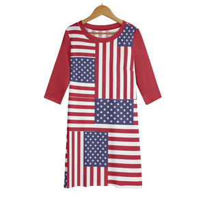 - 4th of July Womens Oversize Half-Sleeve T-shirt & Midi Skirt Two-Piece Outfit Set - womens skirt set at TFC&H Co.