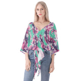 1 - Women‘s’ V-neck Tie Front Knot Chiffon Blouse - Splatter Women‘s’ V-neck Tie Front Knot Chiffon Blouse - womens blouse at TFC&H Co.