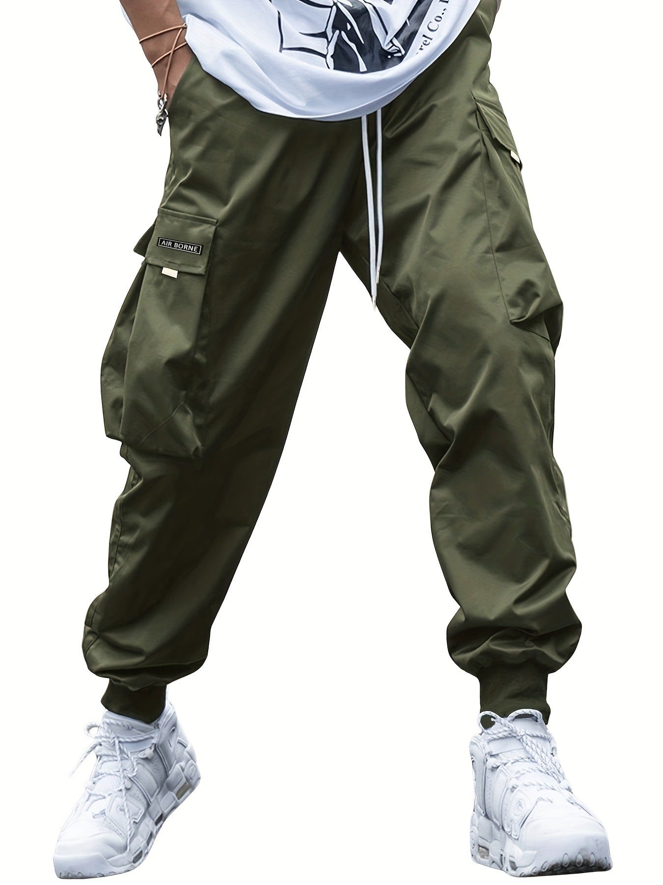 Army Green - Oversized Cargo Multi-pocket Men's Pants - mens pants at TFC&H Co.