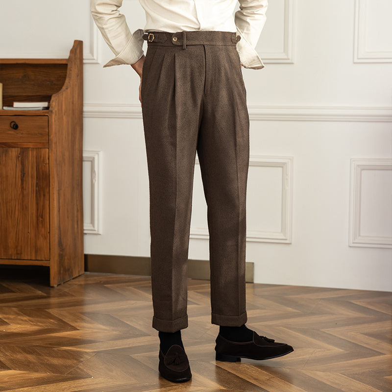 Coffee - British-Italian Vintage Straight Leg Men's Slacks - mens suit pants at TFC&H Co.