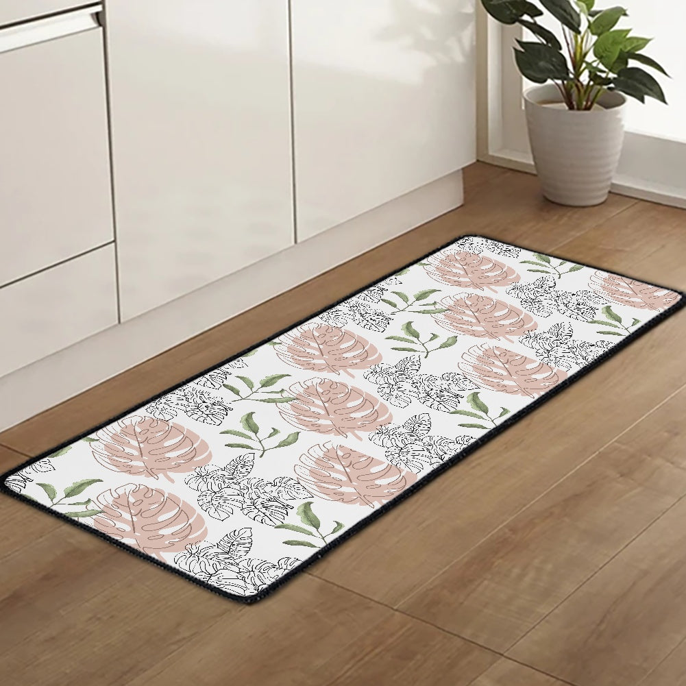 - White Floral Kitchen Rug - kitchen rugs at TFC&H Co.