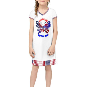 white - 4th of July Patriotic Girl's Short Sleeve T-Shirt Dress - girls dress at TFC&H Co.