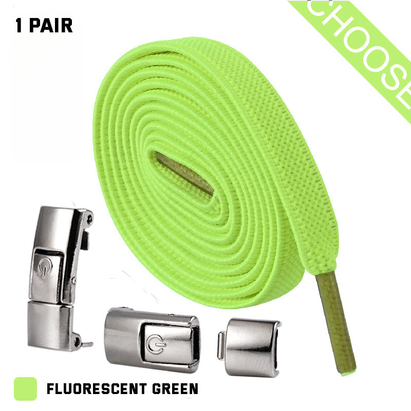 FLUORESCENT GREEN - Press Lock Shoelaces Without Ties - shoelaces at TFC&H Co.