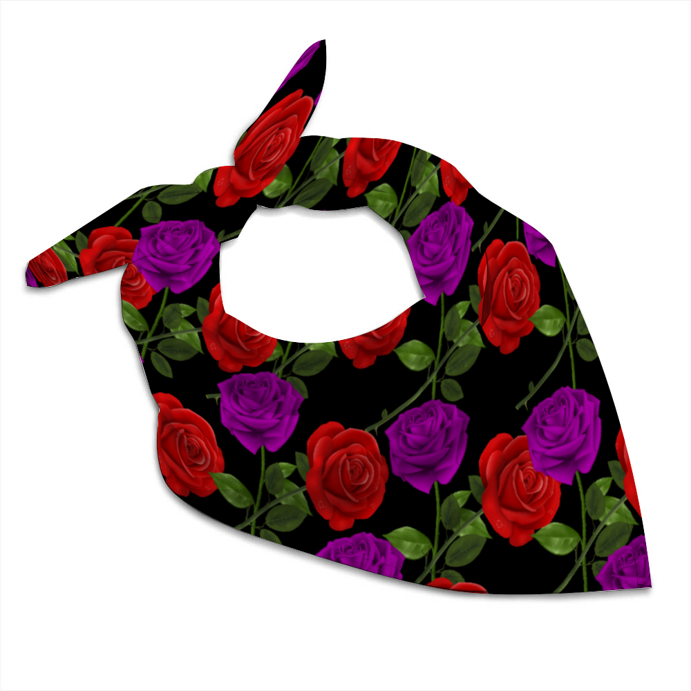 - Red Rose Purp Soft Silk-liked Scarf 36" x 36" Thin Satin Shawl - scarf at TFC&H Co.
