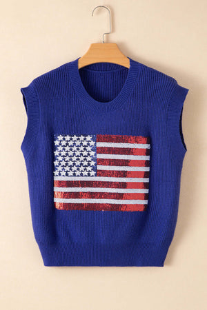 - Bonbon Sparkling American Flag Knitted 4th of July Clothing Vest - womens vest at TFC&H Co.