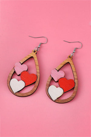- Red Valentines 3 Hearts Insert Water Drop Earrings - Earrings at TFC&H Co.