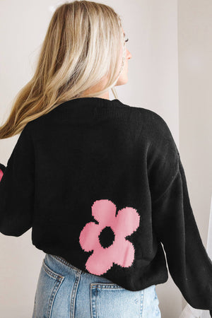 Big Flower Pattern Women's Drop Shoulder Sweater - women's sweater at TFC&H Co.