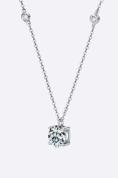 SILVER ONE SIZE 2 Carat Moissanite 4-Prong 925 Sterling Silver Necklace - necklace at TFC&H Co.