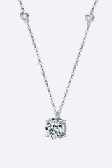 SILVER ONE SIZE - 2 Carat Moissanite 4-Prong 925 Sterling Silver Necklace - necklace at TFC&H Co.