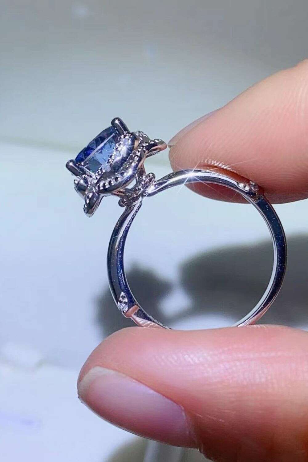 2 Carat Moissanite Contrast 925 Sterling Silver Ring - rings at TFC&H Co.