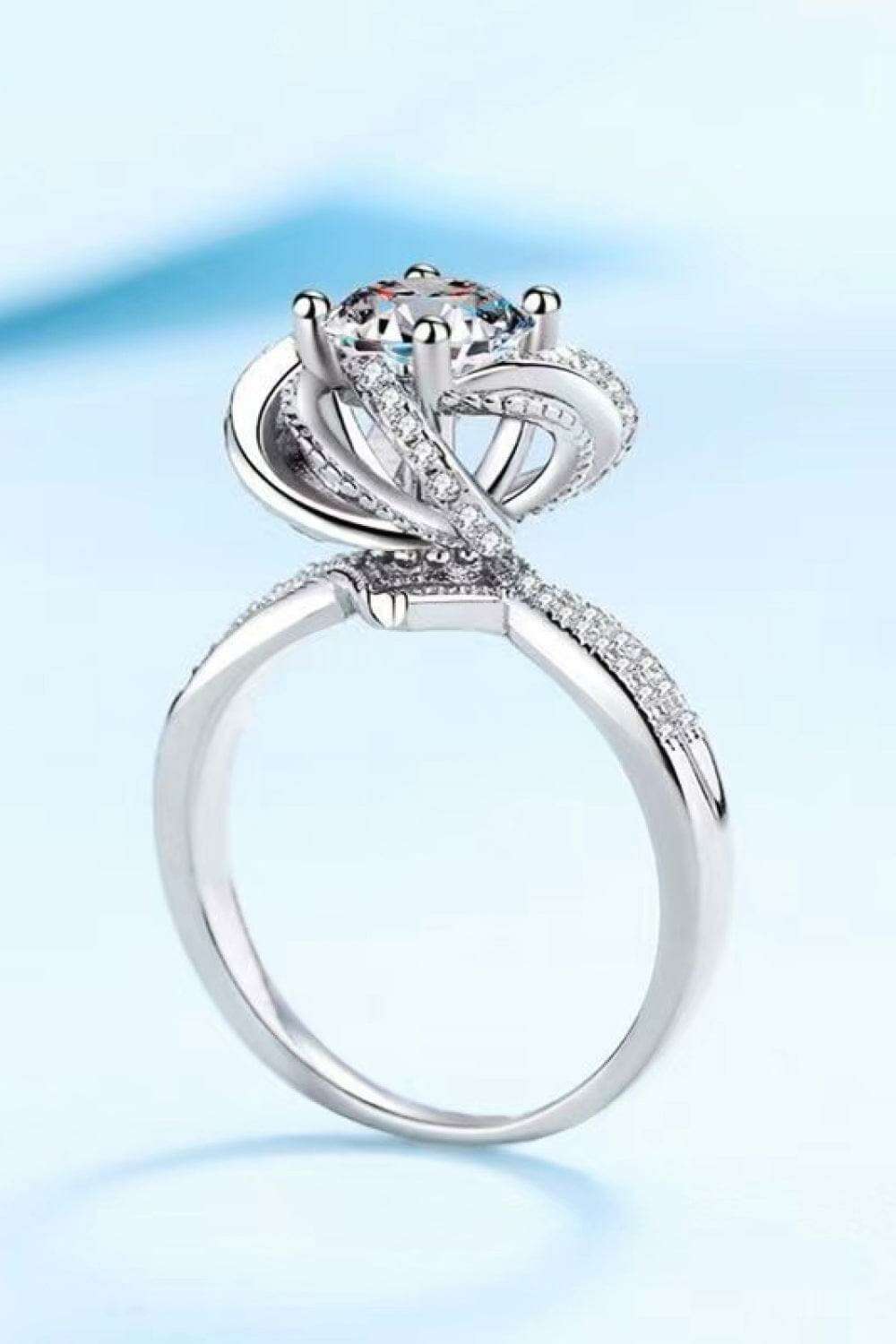 - 2 Carat Moissanite Floral Platinum-Plated Ring - ring at TFC&H Co.