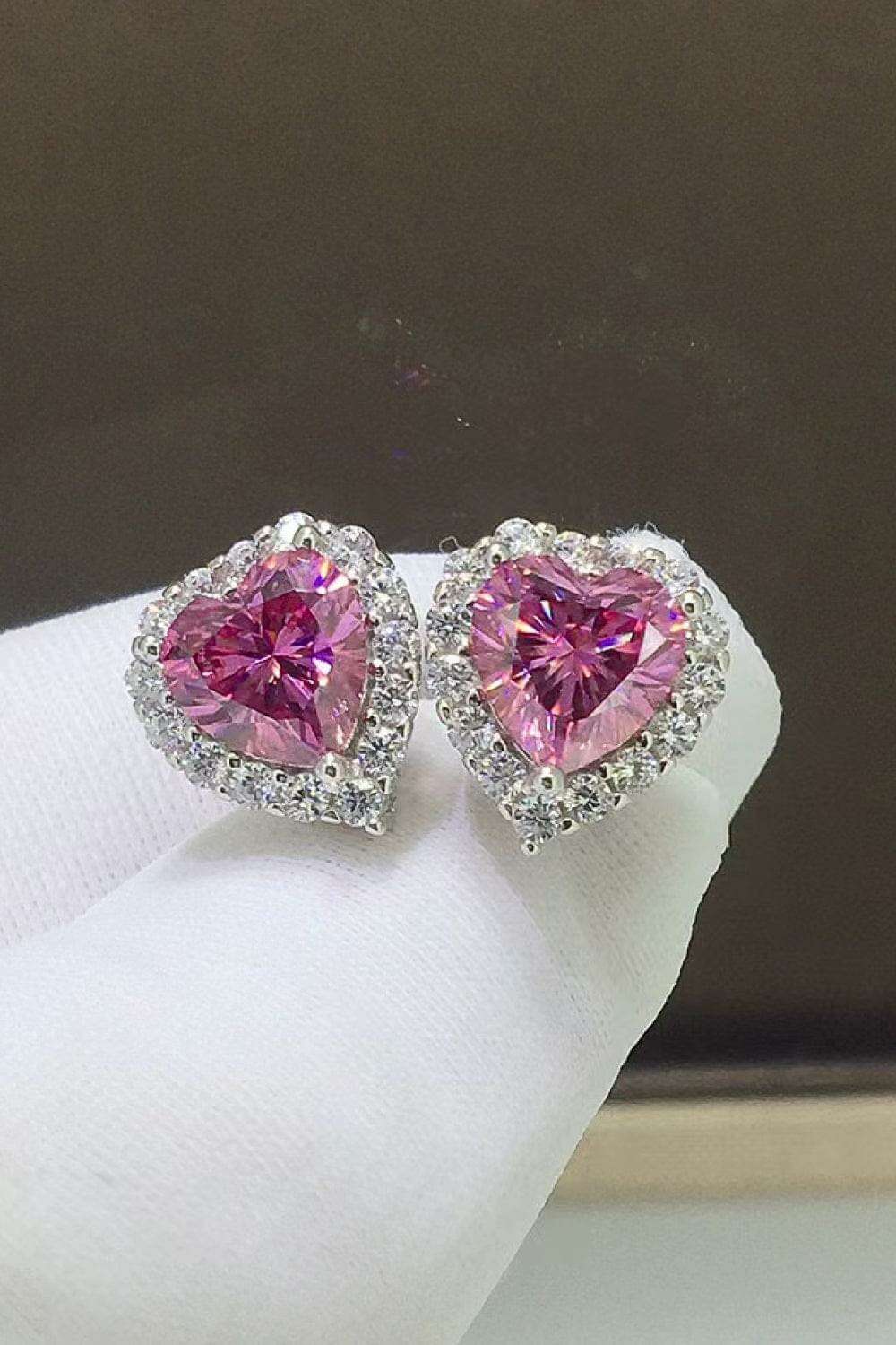 - 2 Carat Moissanite Heart-Shaped Earrings - earrings at TFC&H Co.