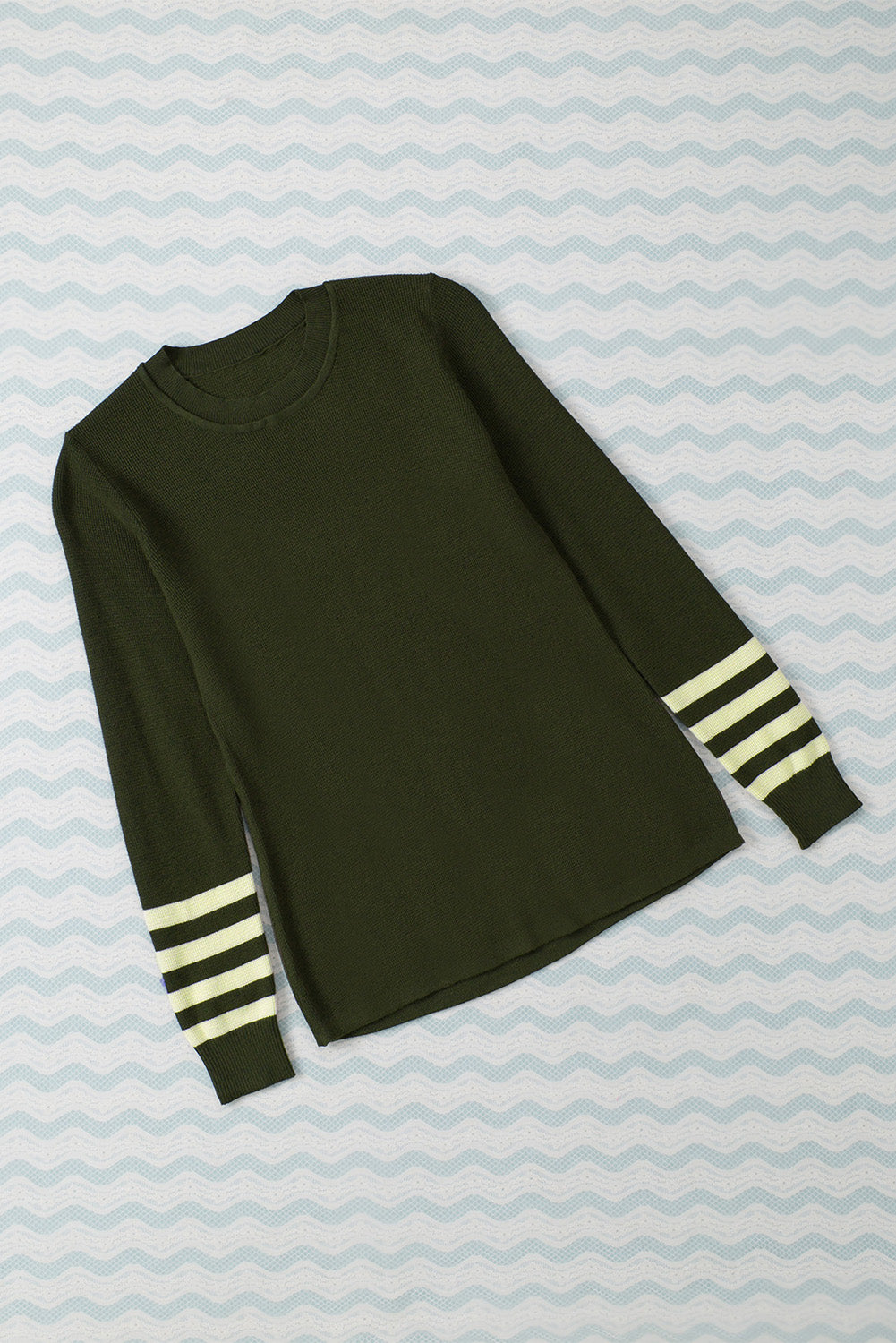 Striped Sleeve Plain Knit Sweater - 5 colors - women's sweater at TFC&H Co.