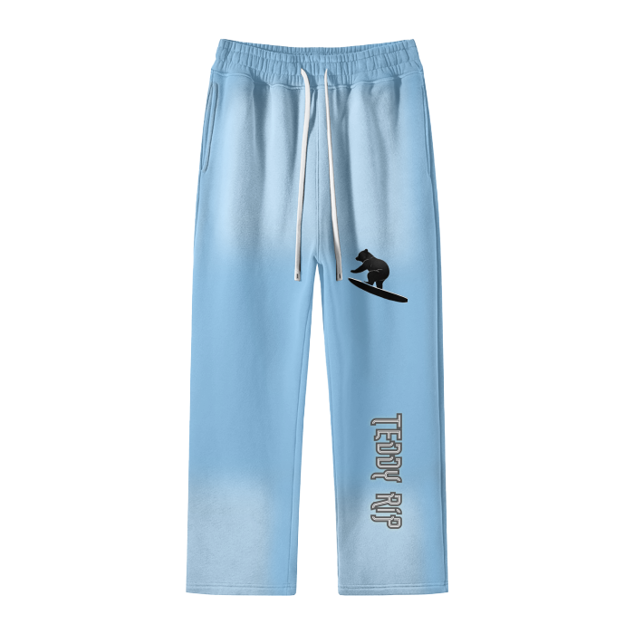 Sky Blue - Teddy Rip Streetwear Unisex Colored Gradient Washed Effect Pants - unisex pants at TFC&H Co.