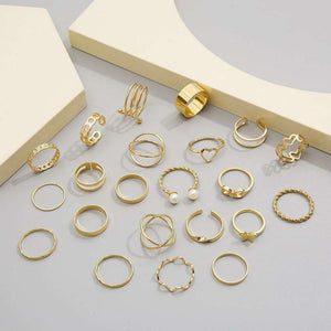 - 22 Piece Heart Ring Set - rings at TFC&H Co.