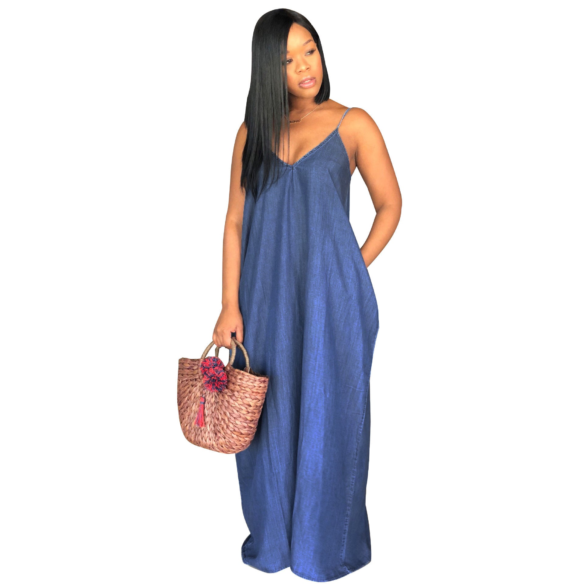 Dark blue - Fashionable Loose Denim Dress - womens dress at TFC&H Co.