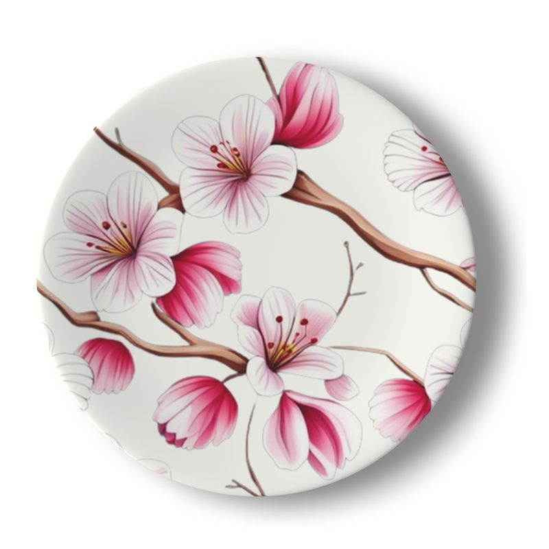 Cherry Blossom China Plates in White