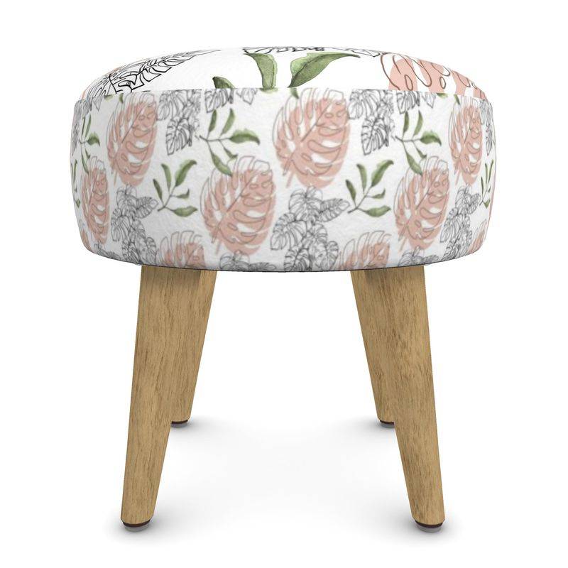- White Floral Vanity Footstool - Footstool (Round, Square, Hexagonal) at TFC&H Co.
