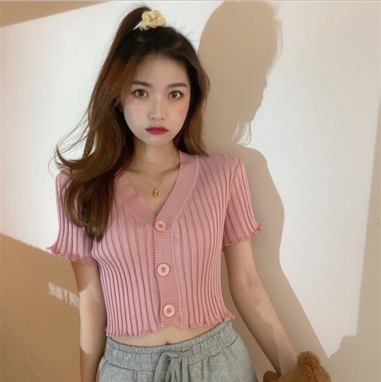 Pink One size - Knitted Crop Top for Teens and Women - womens crop top at TFC&H Co.