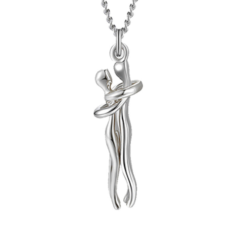 Silver - Love Hug Couple Men's and Women's Necklace - necklace at TFC&H Co.