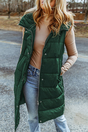 Hooded Long Quilted Vest Coat - 4 colors - women's coat at TFC&H Co.