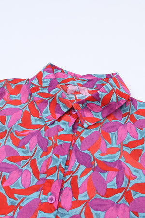 Multicolor Floral Print Ruffled Puff Sleeve Shirt - women's shirt at TFC&H Co.