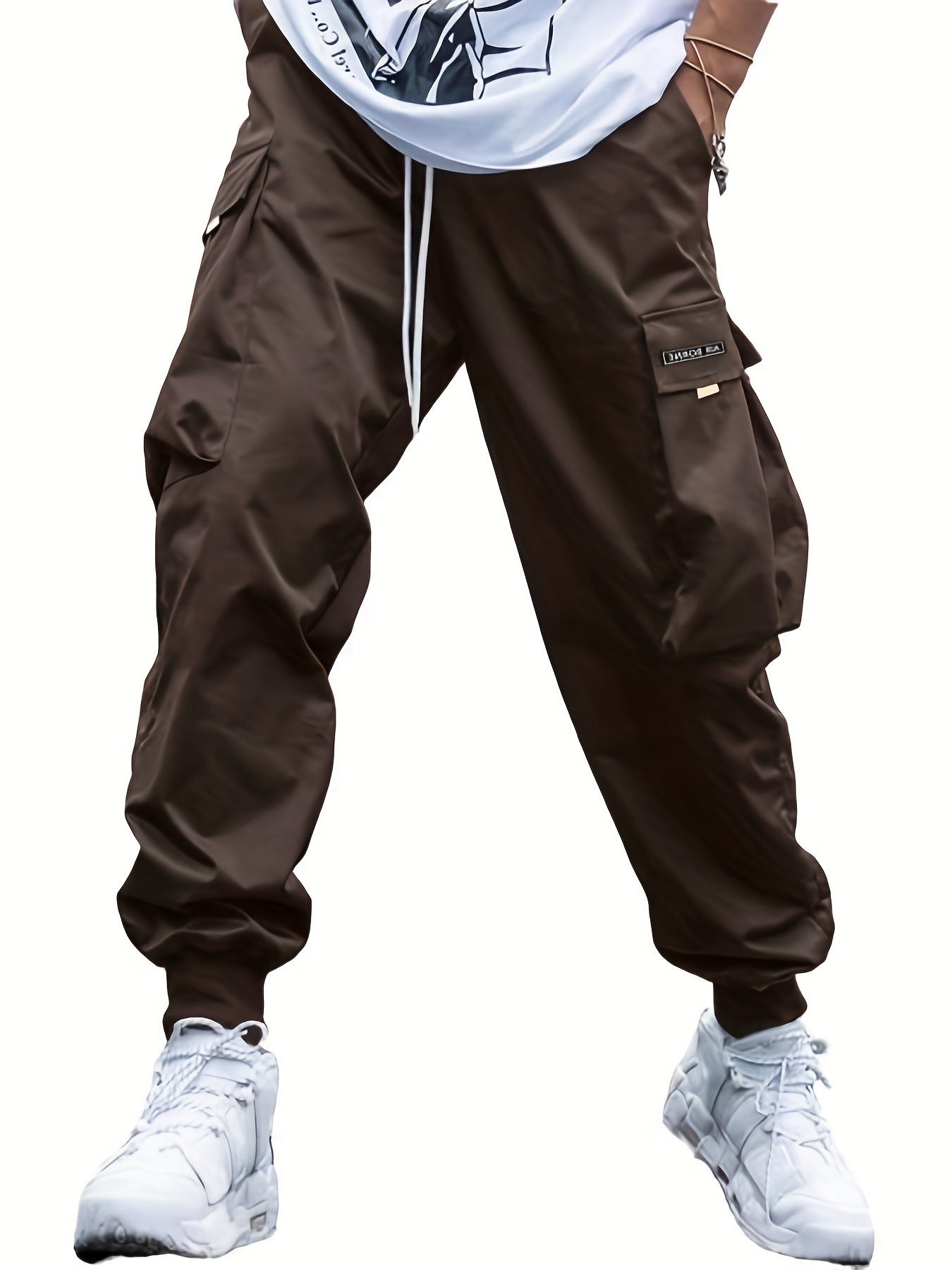 Dark Brown - Oversized Cargo Multi-pocket Men's Pants - mens pants at TFC&H Co.
