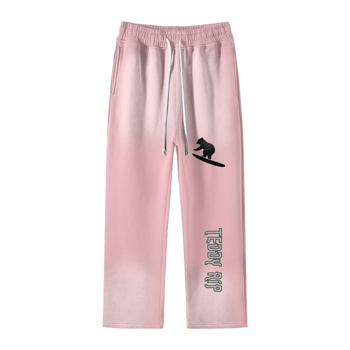 Light Pink Teddy Rip Streetwear Unisex Colored Gradient Washed Effect Pants - unisex pants at TFC&H Co.