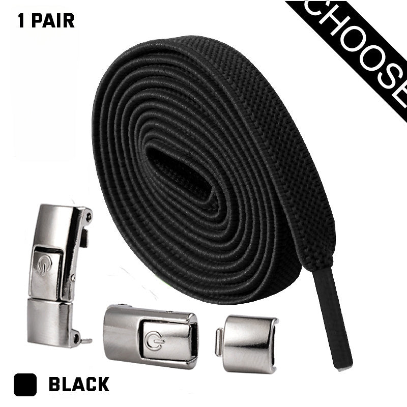 Black - Press Lock Shoelaces Without Ties - shoelaces at TFC&H Co.