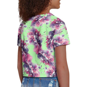 - Splatter Green Girls Crop T -shirt - girls t-shirt at TFC&H Co.