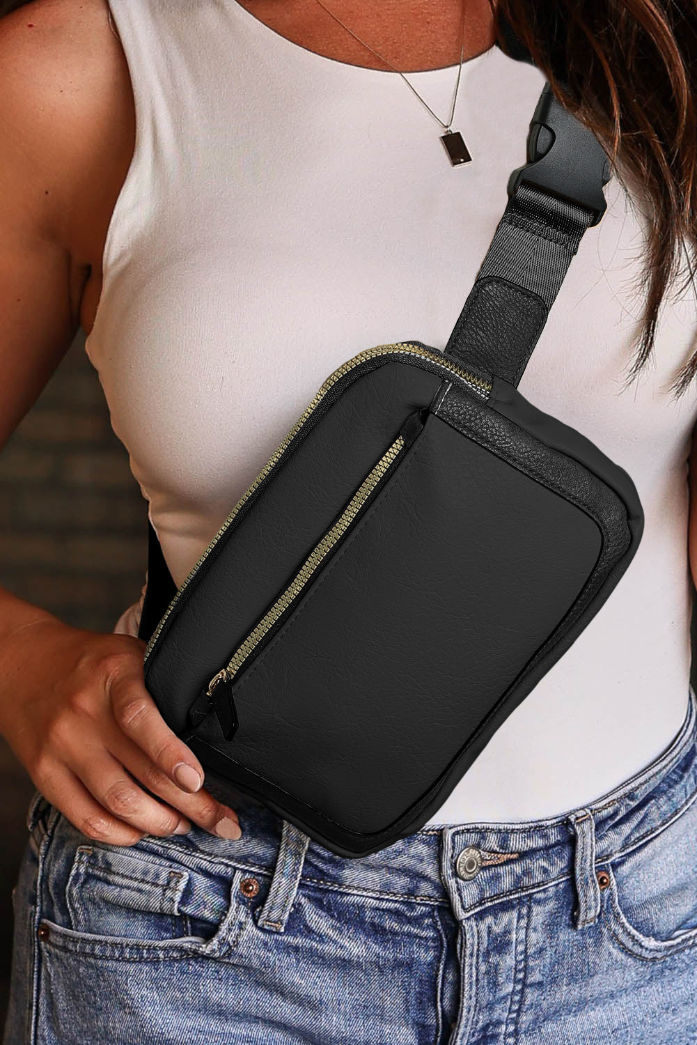 Black1 ONE SIZE 100%PU - Adjustable Strap Mini PU Leather Crossbody Bag - handbag at TFC&H Co.