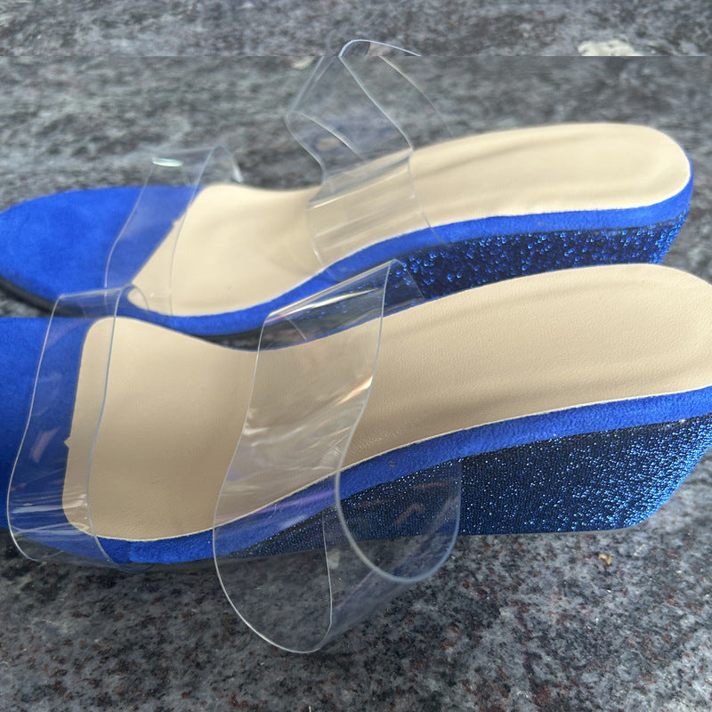 Blue - Summer Transparent Wedges Sandals For Women - womens sandals at TFC&H Co.