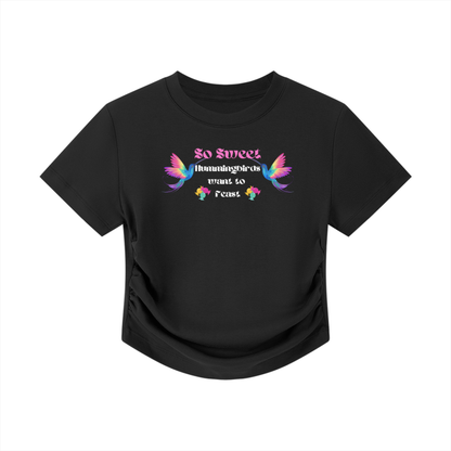 BLACK So Sweet Streetwear Fitted Ruched Waist Women's Top - women's crop top at TFC&H Co.
