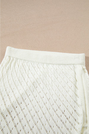 - White Hollowed Crochet Cropped 2 Piece Beach Cover-up - womens swimsuit cover-ups at TFC&H Co.
