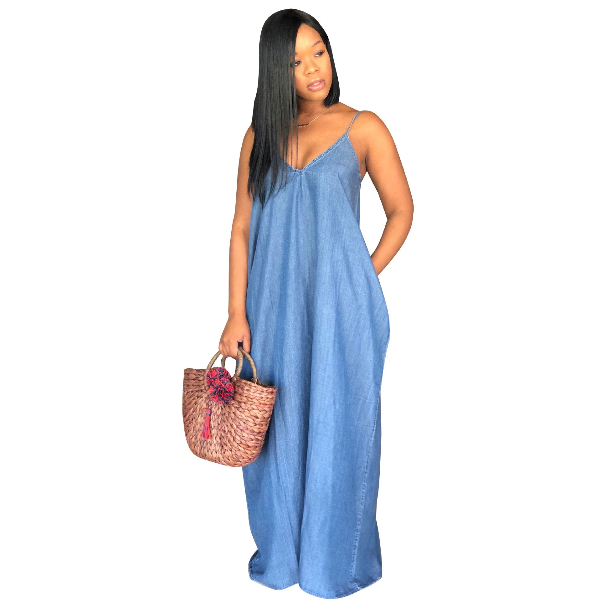 Blue - Fashionable Loose Denim Dress - womens dress at TFC&H Co.