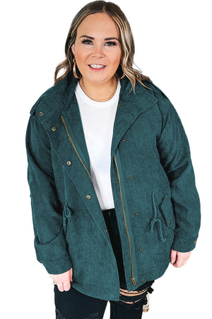 Voluptuous (+) Plus Size Button Zipped Corduroy Jacket - various colors - women's jacket at TFC&H Co.