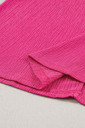 - Plain Crinkled V Neck Short Sleeve Blouse for Women - womens blouse at TFC&H Co.