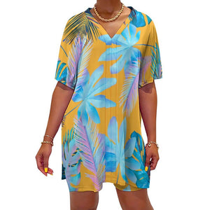 S Orange - Resort Wear|Paradise V-neck Bat Sleeve Two Piece Shorts Outfit Set - women's short set at TFC&H Co.
