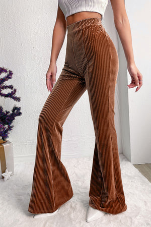 - Solid Color High Waist Corduroy Women's Flare Pants - womens pants at TFC&H Co.