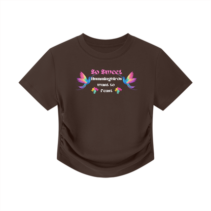 COFFEE So Sweet Streetwear Fitted Ruched Waist Women's Top - women's crop top at TFC&H Co.