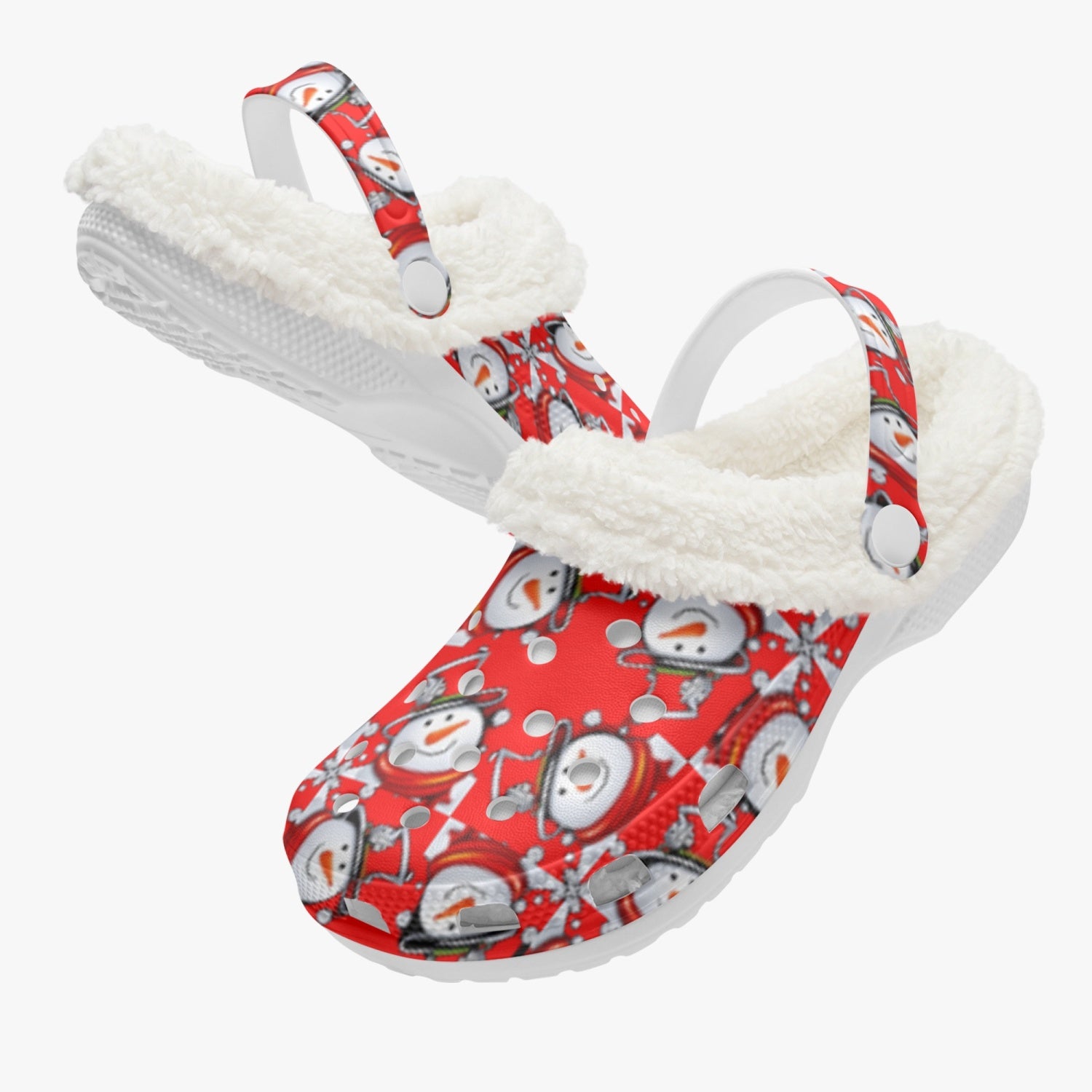 Snow Man's Delight Fuzzy Lined Christmas Clogs - 2 colors - women's clogs at TFC&H Co.