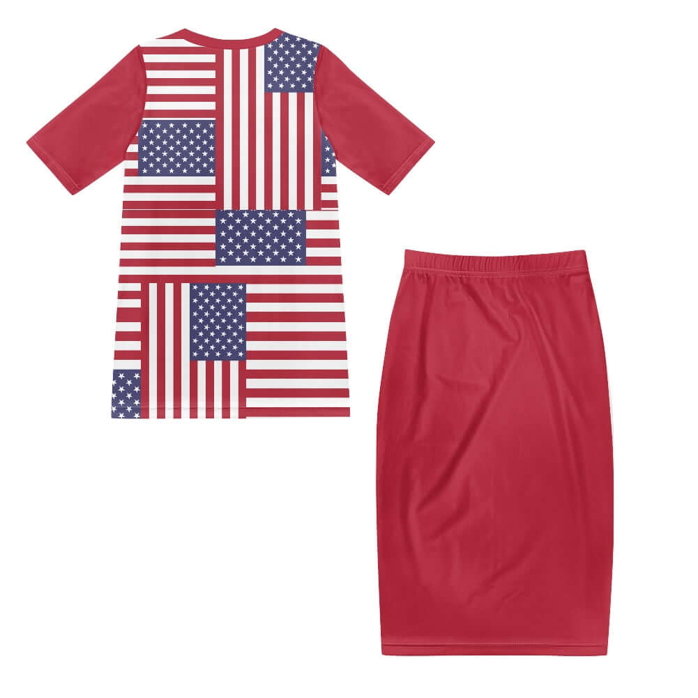 - 4th of July T-shirt Outfit Set for Girls - Red - girls skirt set at TFC&H Co.