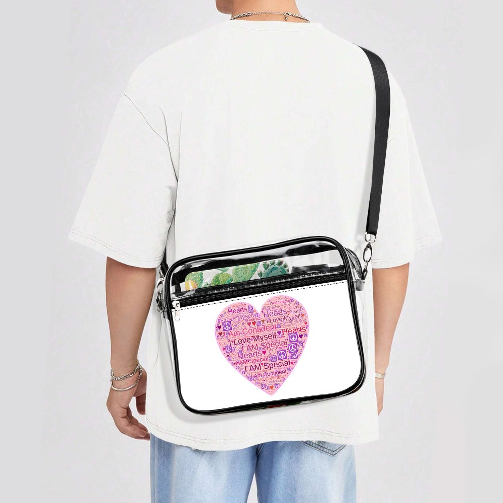- Affirmation Heart Two piece Satchel Clear Tote bag Set - handbag at TFC&H Co.